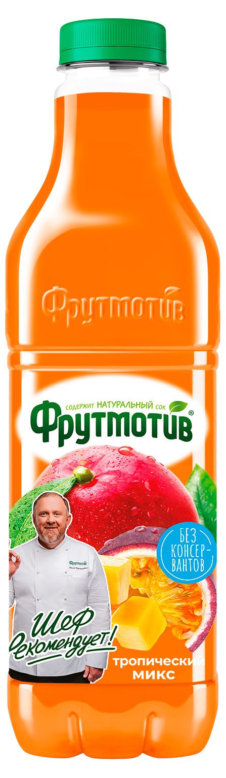 Вода, соки, напитки  Ашан Напиток сокосодержащий Фрутмотив тропический микс, 1,5 л