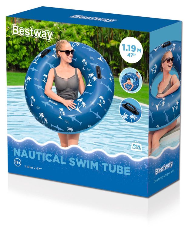 Круг надувной BESTWAY Nautical Swim tube 119 см в ассортименте 500₽