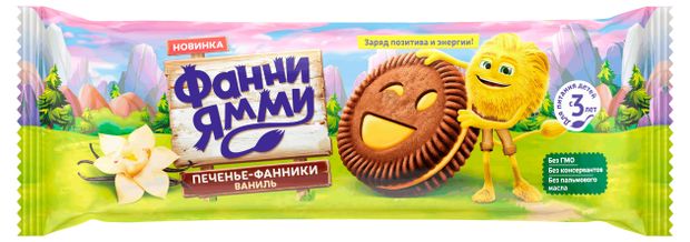 Печенье-фанники Фанни Ямми c какао и ванильной начинкой 104 г 55₽