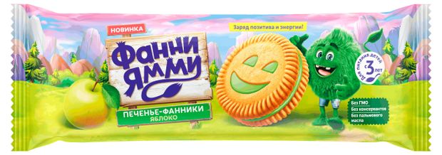 Печенье-фанники Фанни Ямми c яблочной начинкой, 104 г