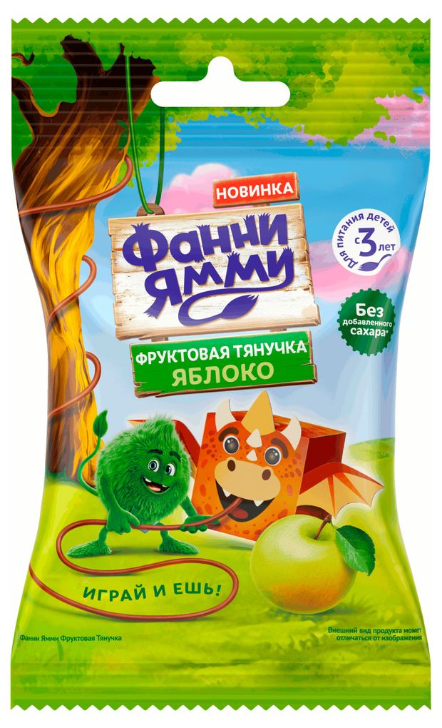 Фруктовые кусочки Фанни Ямми фруктовая тянучка яблоко, 15 г