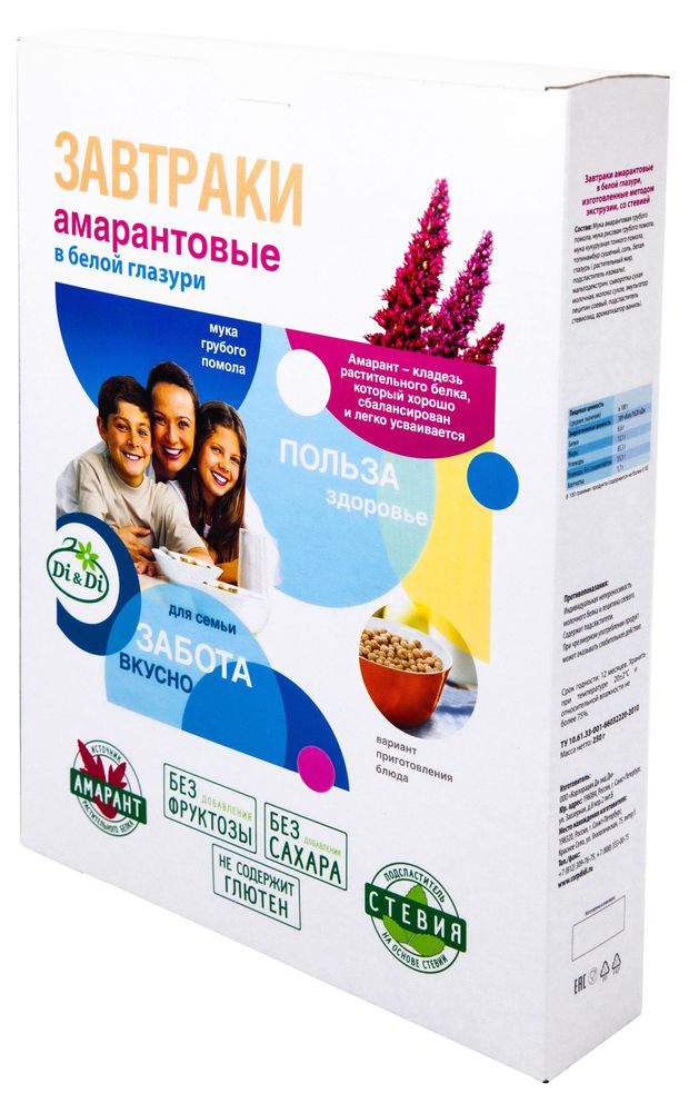 Готовый завтрак Di&Di амартовый с белой глазури без сахара, 250 г