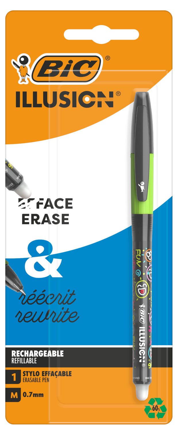 Ручка гелевая BIC Illusion стираемая черная, 1 шт