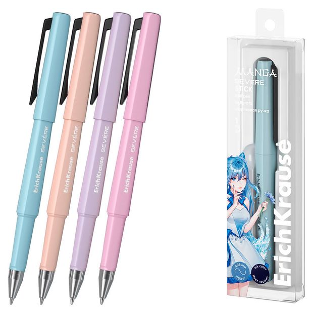 Ручка шариковая ErichKrause Severe Stick Manga 0.7 Super Glide Technology синяя, 1 шт в ассортименте