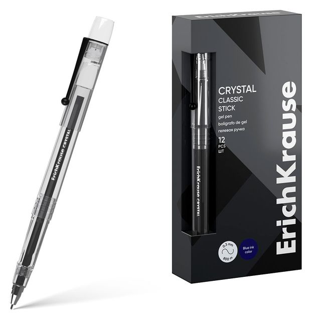 Ручка гелевая ErichKrause Crystal Stick Classic 0.5 черная, 1 шт