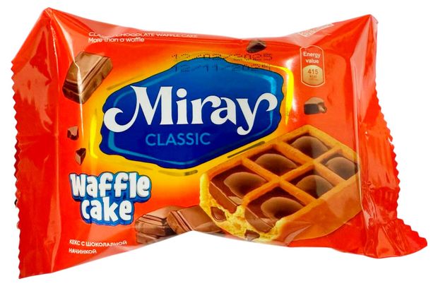 Кекс Miray Waffle Cake с шоколадной начинкой, 45 г