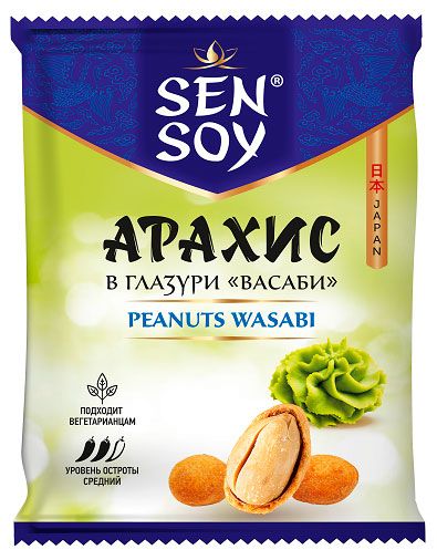 Арахис Sen Soy жареный в глазури со вкусом васаби 42 г 40₽