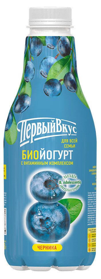 Биойогурт питьевой Первый вкус черника 2,5%, 850 г