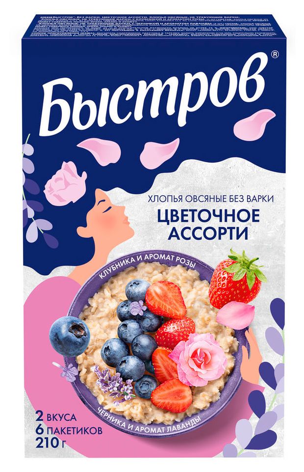 Хлопья овсяные Быстров Цветочное ассорти, 210 г