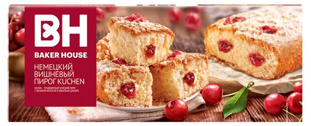 Пирог сладкий бисквитный Baker House Kuchen вишневый, 350 г