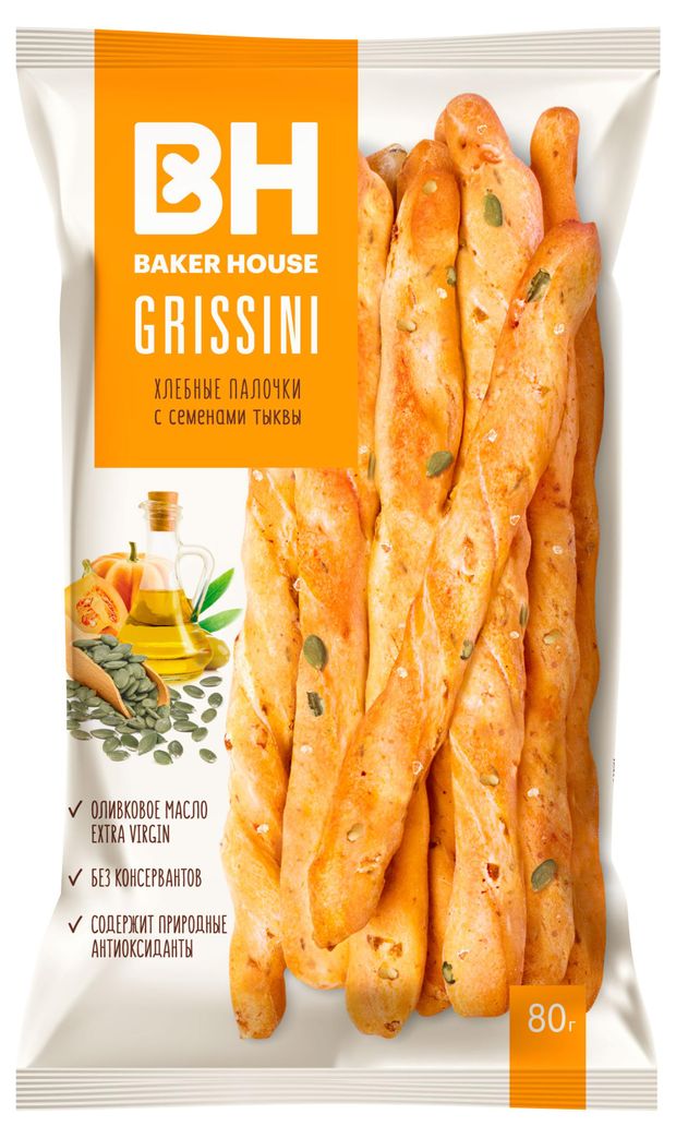 Хлебные палочки Grissini с семенами тыквы 80 г 78₽