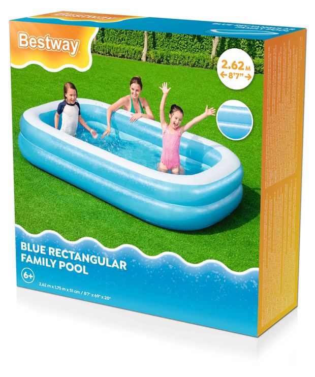 Бассейн детский BESTWAY Blue Rectangular, 262x175x51 см