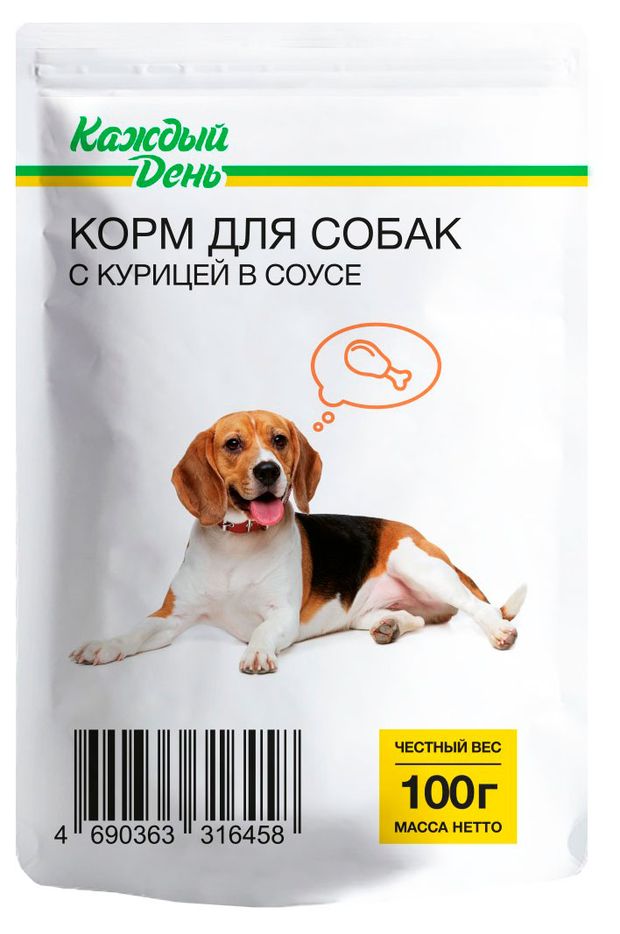 Влажный корм для собак Каждый день с курицей в соусе 100 г 19₽