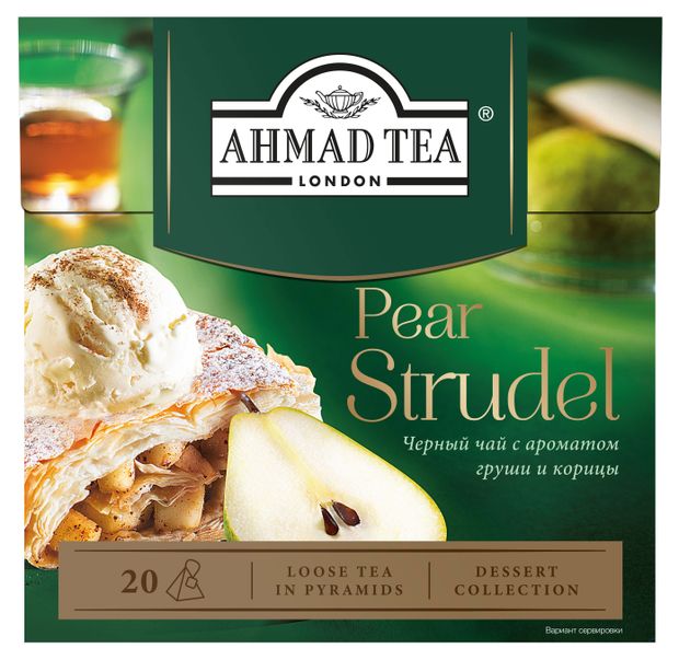Чай черный Ahmad Tea Грушевый штрудель в пирамидках 20х18 г 190₽