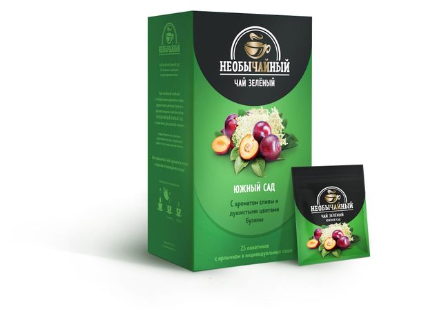 Чай зеленый Необычайный Южный сад С ароматом сливы и душистыми цветами бузины, 25х1,5 г