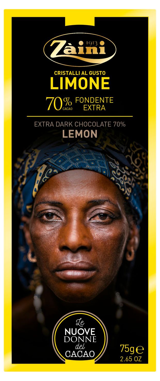 Шоколад горький Zaini Women of cocoa 70% какао со вкусом лимона, 75 г