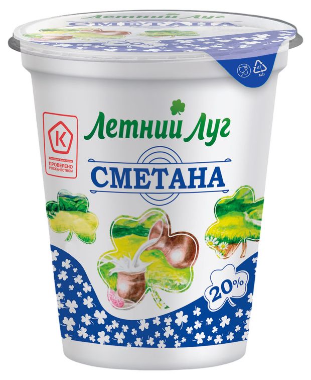 Сметана Летний Луг 20% БЗМЖ, 400 г