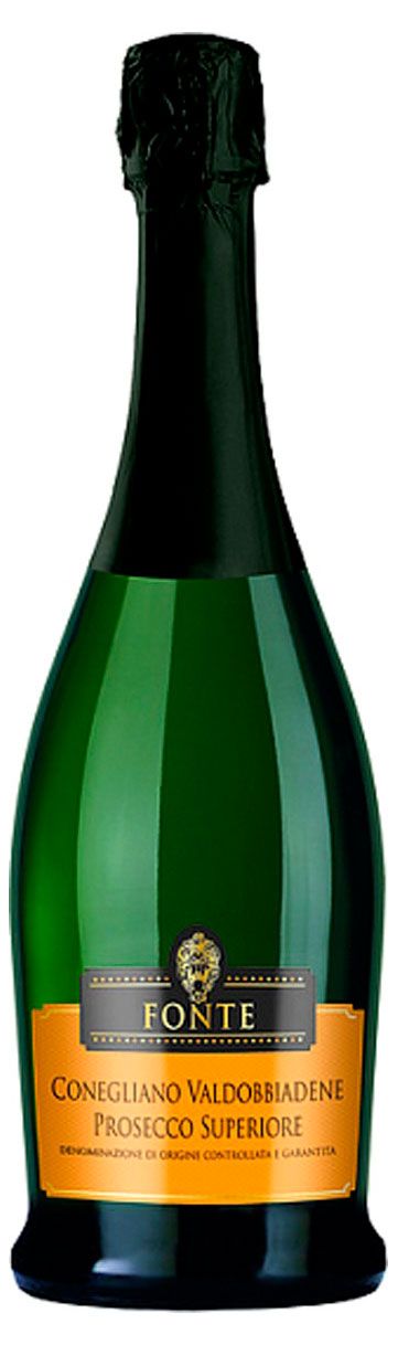 Игристое вино Fonte Просекко Конельяно Вальдоббьядене Суперьоре белое брют Италия, 0,75 л