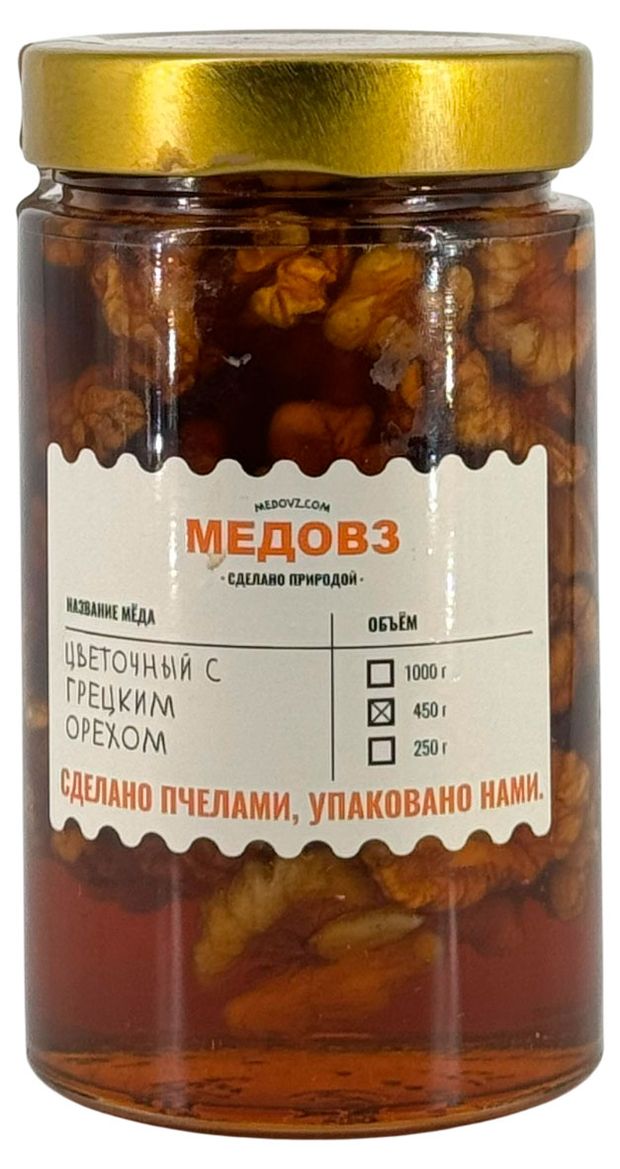 Мед Медовз цветочный с грецким орехом, 450 г