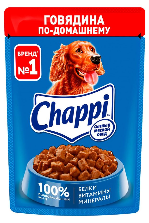 Влажный корм для взрослых собак Chappi Говядина по-домашнему, 85 г