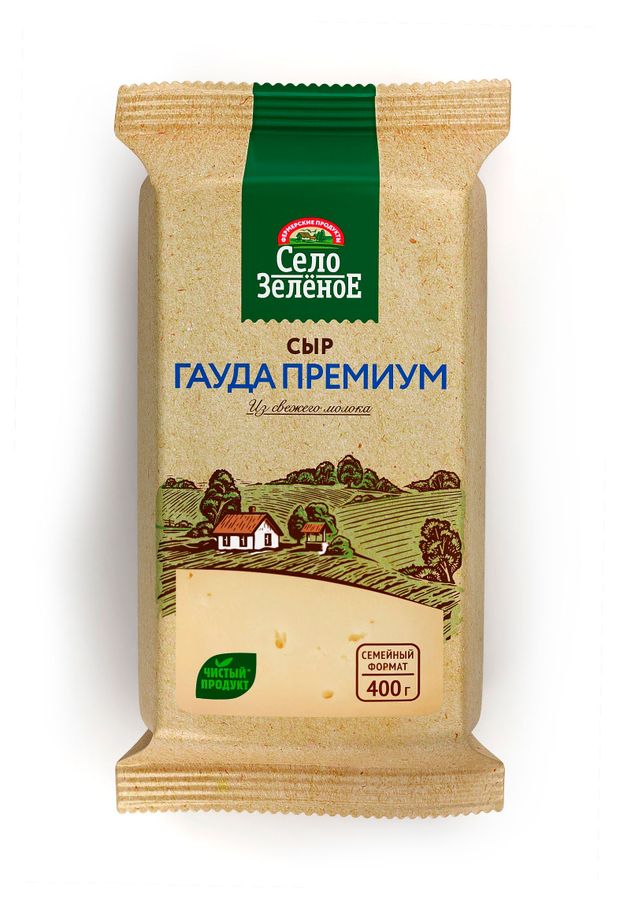 Сыр полутвердый Гауда Премиум Село Зеленое 40 БЗМЖ 400 г 520₽