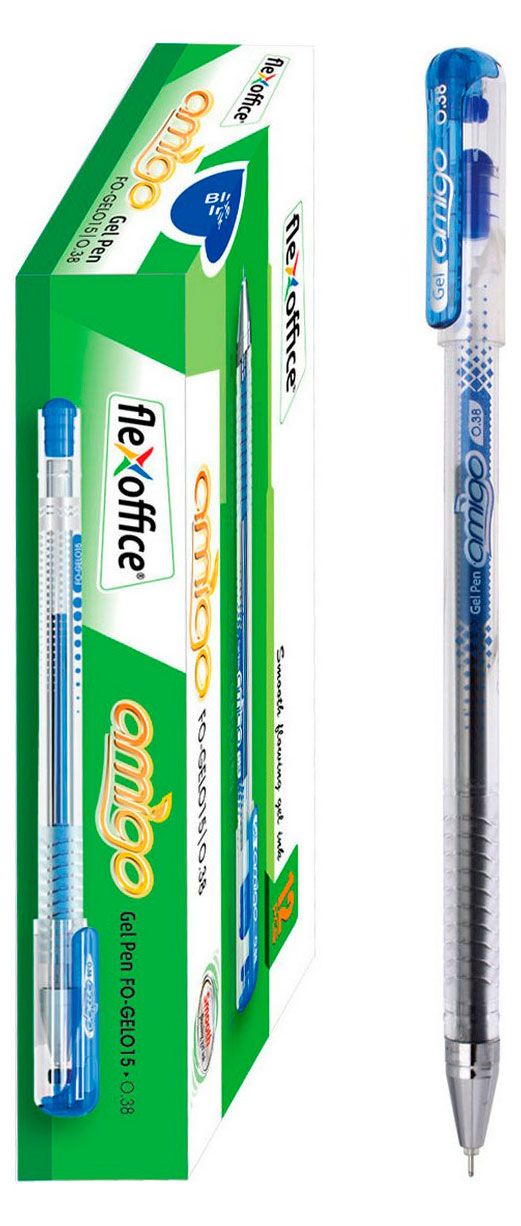 Ручка гелевая Flexoffice Amigo 0,38 мм синяя, 1 шт