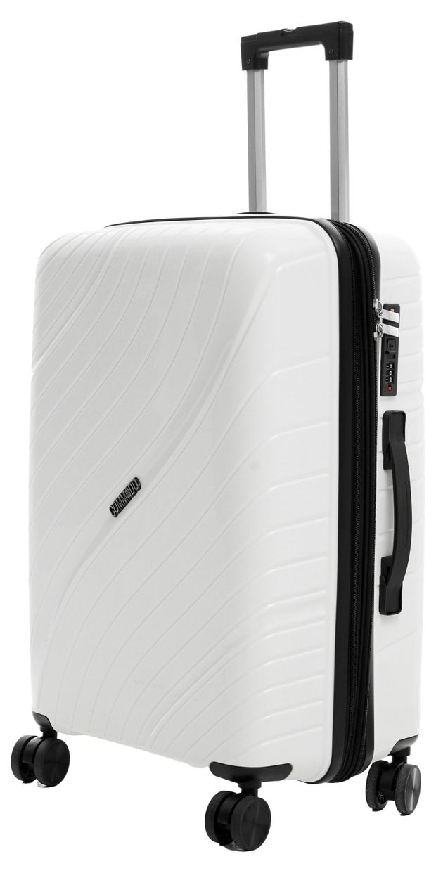 Чемодан жесткий COMMODO белый 8 колес, 89 л