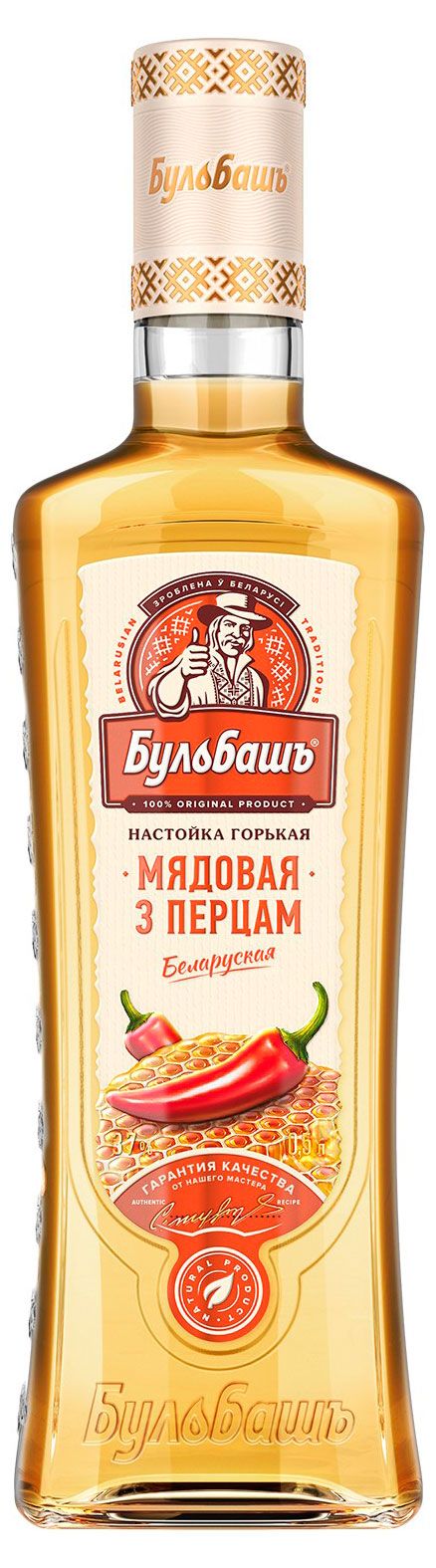 Настойка Бульбашъ Мядовая 3 перцас Беларусь, 0,5 л