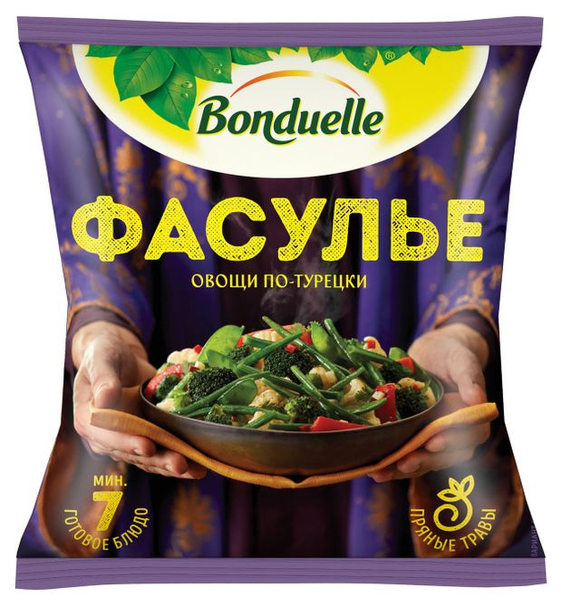 Смесь овощная Bonduelle Овощи по-турецки Фасулье быстрозамороженная, 400 г