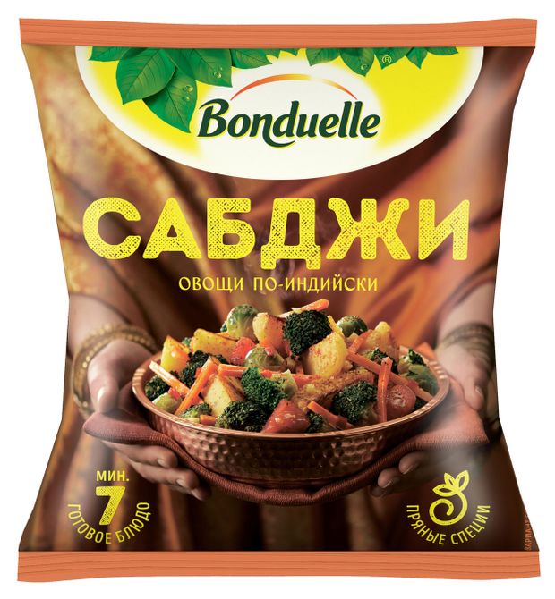 Смесь овощная Bonduelle Овощи пряные по-индийски Сабджи Блюда готовые быстрозамороженные, 400 г