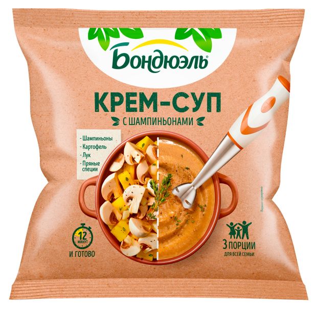 Овощная суповая смесь Крем-суп BONDUELLE с шампиньонами 3 порции, 350 г