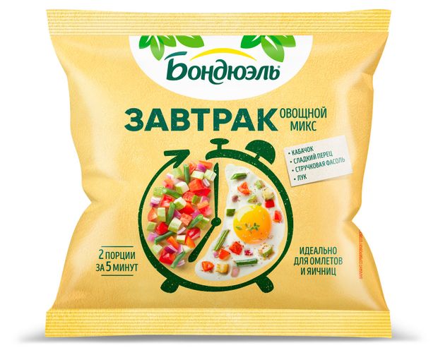 Овощная смесь Bonduelle Завтрак овощной микс кабачок сладкий перец стручковая фасоль красный лук 2 порции, 200 г