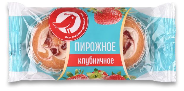 Пирожные клубничные АШАН Красная птица, 130 г