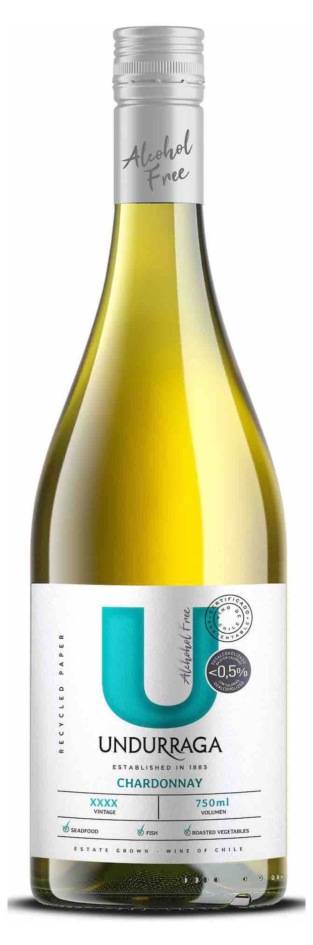 Вино безалкогольное Undurraga Chardonnay белое полусладкое Чили, 0,75 л