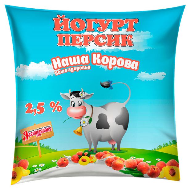 Йогурт питьевой Наша Корова с персиком 2,5% БЗМЖ, 420 г