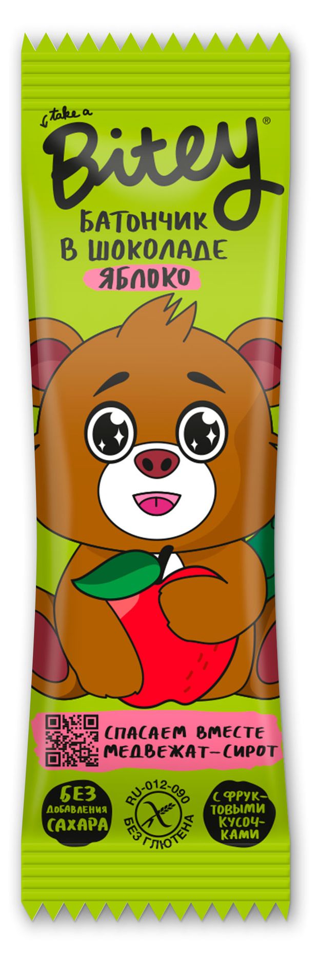 Батончик злаково-фруктовый Take a Bitey в шоколаде яблоко 35 г 80₽
