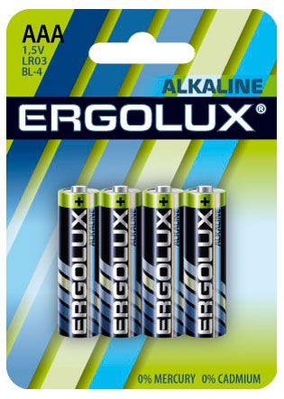 Батарейка алкалиновая Ergolux ААА 4 шт 108₽