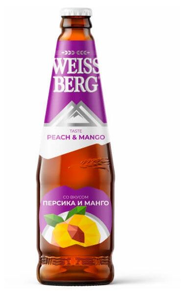 Пивной напиток Weiss Berg персик манго нефильтрованный, 440 мл