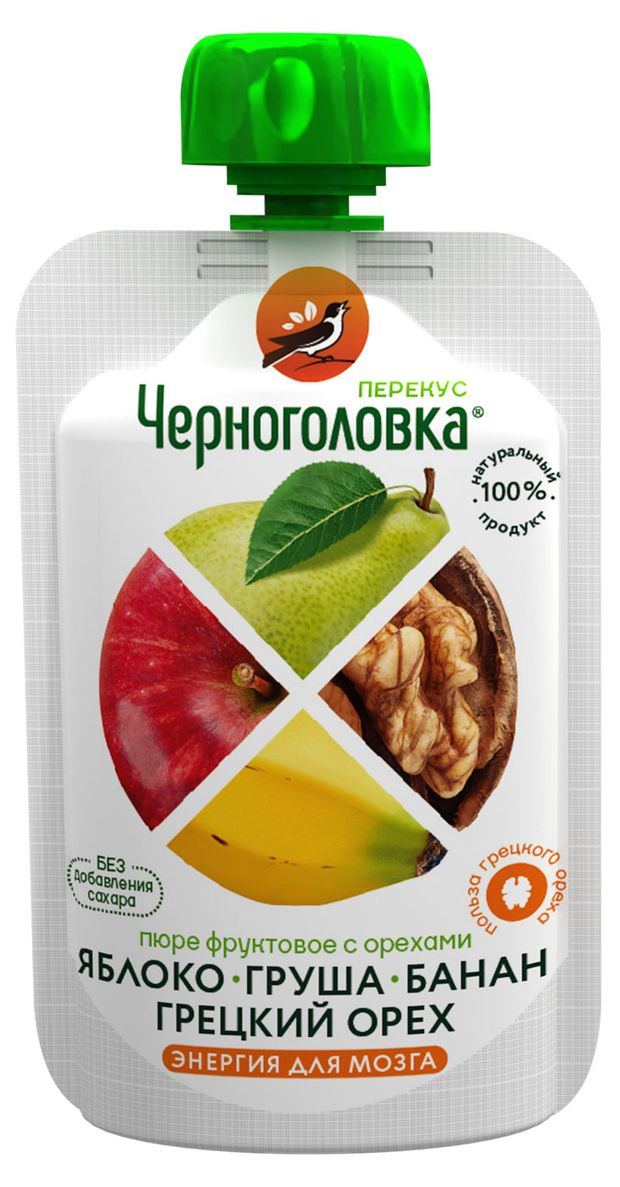 Пюре Черноголовка Перекус яблоко груша банан грецкий орех 85 г 40₽