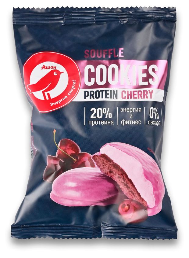 Печенье с суфле АШАН Красная птица со вкусом черешни 50 г 120₽