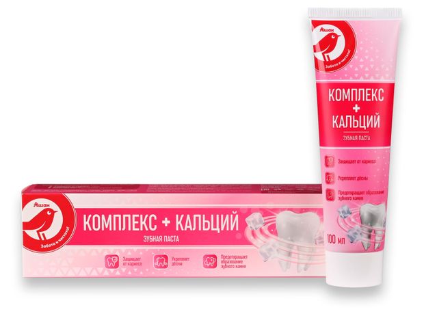 Зубная паста АШАН Красная птица Комплекс + Кальций, 100 мл