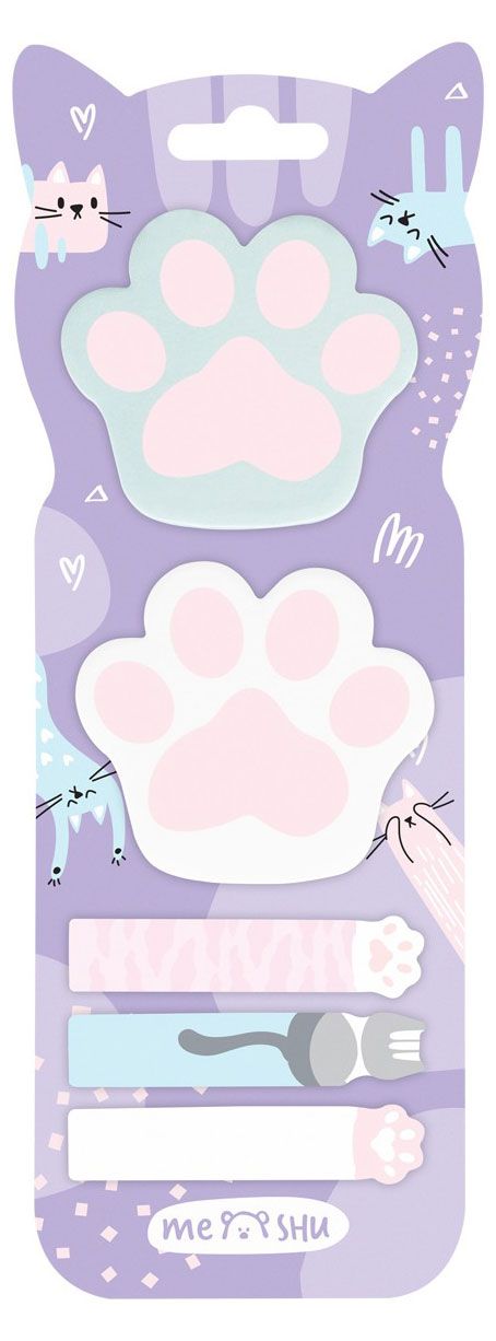 фото Флажки-закладкии самоклеящиеся meshu paws 5 цветов, 20 л