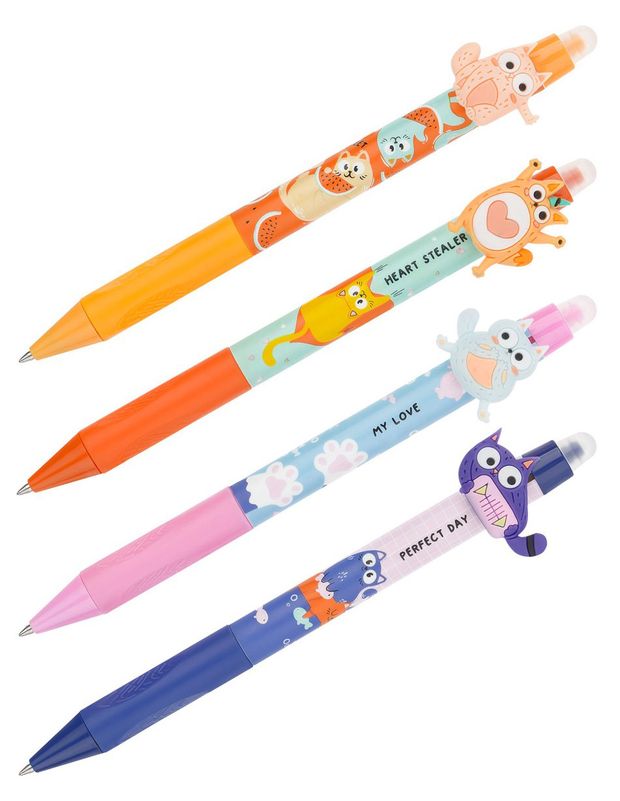 Ручка гелевая Meshu Cool cats стираемая автоматическая синяя 0,5 мм, 1 шт в ассортименте