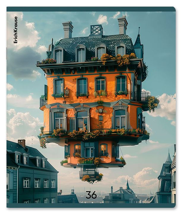 Тетрадь ErichKrause Flying House в клетку А5, 36 л в ассортименте