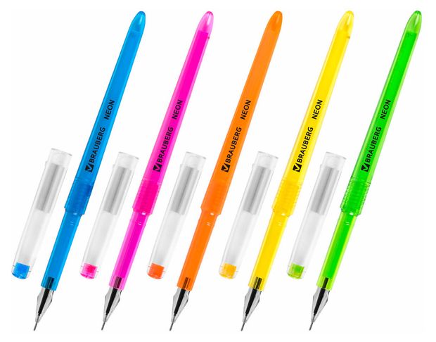 Ручка гелевая BRAUBERG Diamond Neon черная 0,5 мм, 1 шт в ассортименте