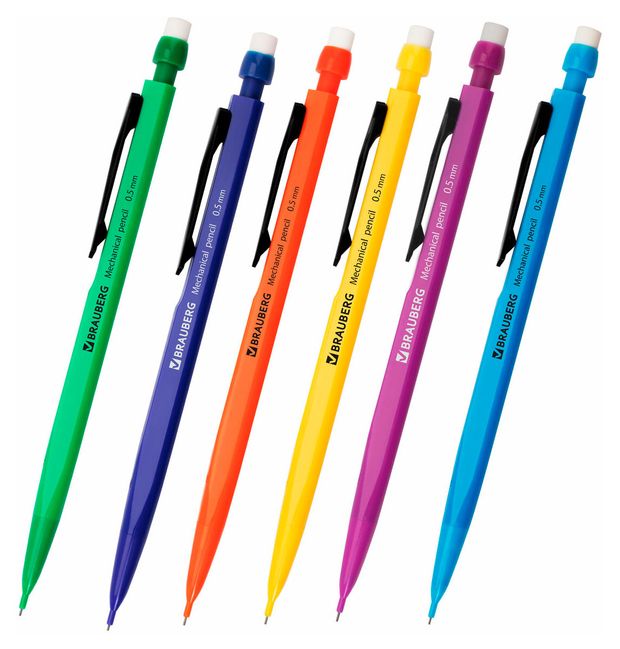 Карандаш механический BRAUBERG Classic 05 мм HB 1 шт в ассортименте 40₽