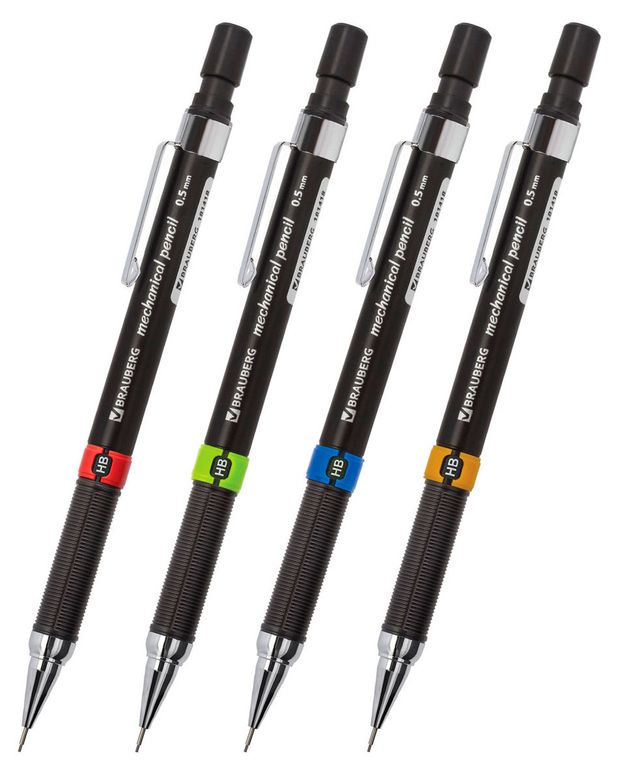 Карандаш механический BRAUBERG Ring 05 мм HB 1 шт в ассортименте 70₽