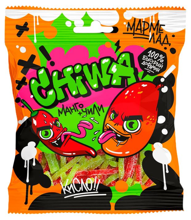 Мармелад кислый Chiwa манго и чили, 90 г