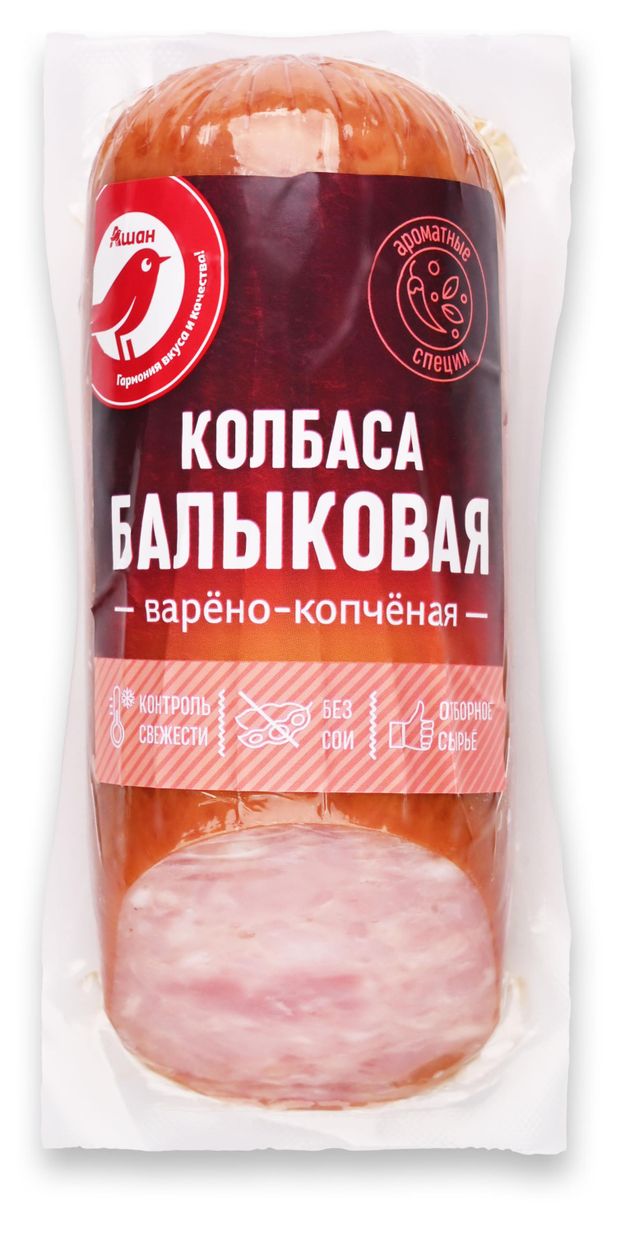 Колбаса варено-копченая АШАН Красная птица Балыковая 500 г 239₽