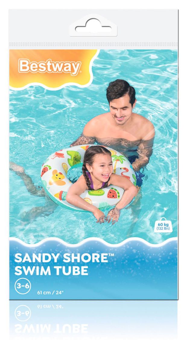 Круг надувной BESTWAY Sandy Shore Swim Tube 61 см в ассортименте 150₽